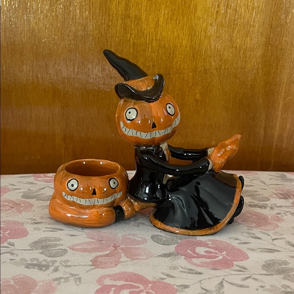 Yankee Candle Boney Bunch Halloween Pumpkin Figurine with Witch Hat